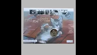 2001 Cats and Dogs Isle of Man Cat 1 Crown Coin Cover - UK First Day Cover by Mercury
