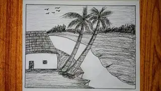 Pencil Sketch Draw || Scenery Very Nice Drawing || Trending Viralvideo || Biutiful Sketch Simple 