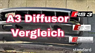 Сравнение заднего диффузора: стандартный S Line S3 RS3 | Audi A3 8P 8PA Sportback