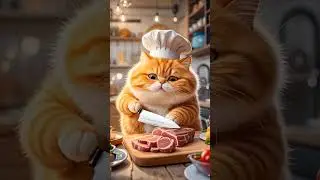Cutest Chef Ever! 🐱🍜 Chubby Cat Makes Noodles#ChubbyCat#AICat#CuteCat#OrangeCat#CatCooking#shorts
