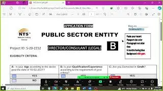 Class 22 NTS FORM Part 01 using MS Word 2019