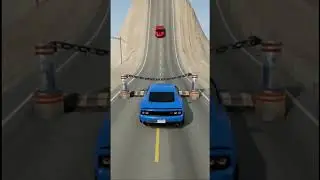 Sports Cars Vs Speedbump & Chained Bollards Poles - BeamNG.Drive