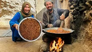 Village Grandpa Cooks SWEETEST HALWA DESSERT on Wood Fire - ASMR Mountain Life in Afghanistan
