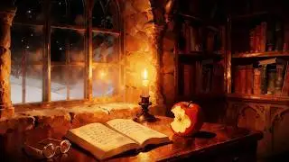The Forgotten Reading Room 🕯️ Medieval Night Fireplace Ambience for Focus 3 Hours