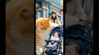 Giant Cat Meets Baby for the First Time &ndash; Cutest Reaction Ever! 🐱👶✨#shorts