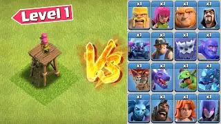 *Level 1* Archer Tower vs Level 1 Troops - Clash of Clans