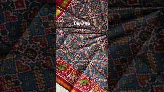 Single Ikkat full size width Dupatta pure silk mulberry hand weaving 9427157718 #shreeharivalapatola