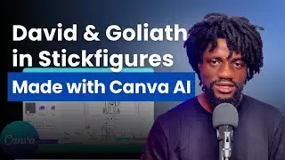 Stick figure David & Goliath: Made with Canva