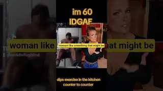 Fit 60 yr old man dips exercise in kitchen counter, hot woman sings black velvet on #tiktok#shorts