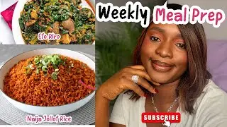 Simple Weekly Meal Prep : Cooking Nigerian Jollof Rice & Efo Riro  #foodprep #naijafoodie #foodvlog