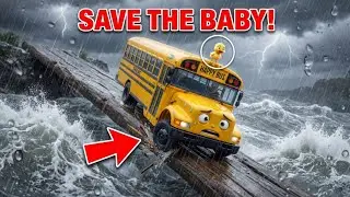 HAPPY BUS vs RAGING RIVER! 🌊😱 Save the Baby Duck! | Rescue Mission