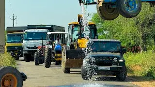Jcb 3dx loading Mud in TATA Tippers Tractors Swaraj 855F New Holland 3630 Tractor newjcb Thar Truck