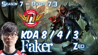 SKT T1 Faker ZED vs CASSIOPEIA Mid - Patch 7.3 KR Ranked