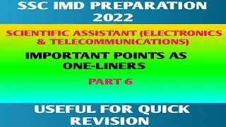 SSC  IMD SCIENTIFIC ASSISTANT ELECTRONICS ONE-LINERS PART 6