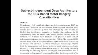 Subject Independent Deep Architecture for EEG Based Motor Imagery Classification