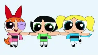 My Drawing of Blossom, Bubbles and Buttercup Wearing Scarves