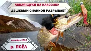 ДЕШЁВЫЙ силикон РАЗРЫВАЕТ ЩУКА! Верхний ПСЁЛ. Ловля щуки РАВНОМЕРНОЙ проводкой. Осень 2020