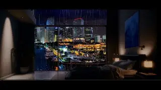 Spend The Night In An Exclusive Luxury Miami Apartment | Heavy Rain & Thunder Sounds Outside