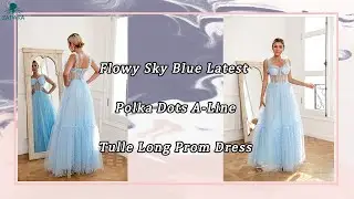 Sky Blue Polka Dots Tulle Prom Dress 2022 | ZAPAKA
