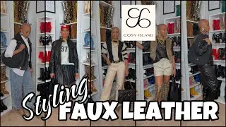 7 WAYS TO STYLE FAUX LEATHER | feat. COSY ISLAND | WINTER OUTFITS