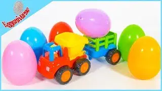 Finding Surprise Eggs with Farmer Toys for Kids #surpriseeggs #farmertoy #tractortoy