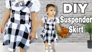 DIY High waisted suspender skirt for girls with pockets/Sewing Tutorial/Fall outfit for girls Part 1