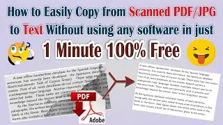 How to easily copy from Scanned PDF JPG to text without Using any Software In just 1 Minute