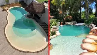 Sand Pool Backyard Ideas - Beach Style Swimming Pool Design