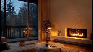 Rainy Night in a Minimalist Cozy Room 🌧️🔥 | 8.5 Hours Deep Sleep & Focus Ambience