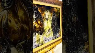 Galloping Majesty &ndash; Handmade Wool & Silk Carpet of Wild Horses