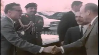 King of Jordan Hussein bin Talal is greeted by Melvin R. Laird upon his arrival a...HD Stock Footage