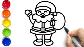 How to Draw Santa | Christmas Santa Claus Drawing and Coloring for Kids | Learn Colors for Children