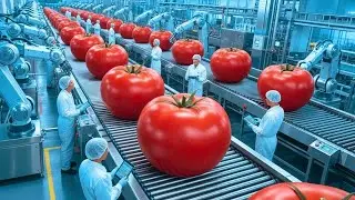 Inside a Modern Tomato Processing Factory 🍅 | From Fresh Tomatoes to Final Products (Full Process)