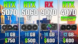RTX 5070 Ti vs RTX 5060 Ti vs RX 9070 XT vs RTX 4070 SUPER | Test in 7 Games