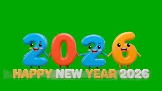 2026 Text Green Screen | Happy New Year 2026 Cartoon Numbers Animation | 4K Chroma Key | GreenX AI |