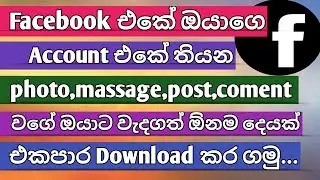 How to download fcebook your account information (photo,coment,massage,post) - sinhala