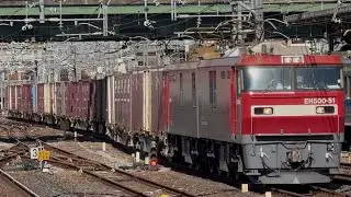 【4K高画質】【コンテナ満載！】JR貨物EH500形51号機〔仙貨〕＋コキ20両が大宮駅4番線を通過するシーン（3086レ・仙貨A128・コンテナ輸送）2026.1.11