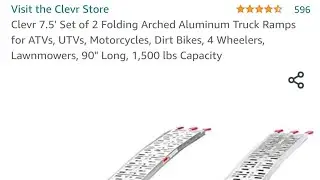 Clevr Folding Arched Truck Ramps Set of 2 750lb Each 7.5' Size XL Post Use Review