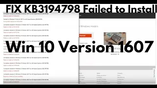 FIX KB3194798 Failed to Install - Win 10 Version 1607 for x64-based Systems