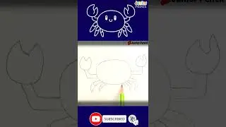 Draw Crab, Cute Crab Drawing For Kids step by step #shorts #easydrawing