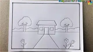 How to draw a Scenery for Beginners😍😍 Pencil Drawing