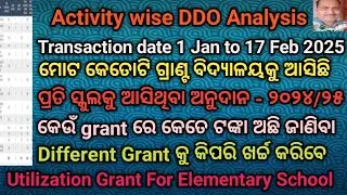 School Activity Wise DDO Analysis // Utilisation OF Total School Grant For Elementary School