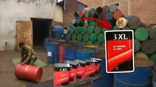 How Old Oil Drums Are Recycled into 3XL Thinner Cans | Old Oil Drum to 3XL Thinner Can