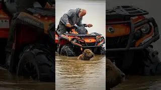 Old Man Saves Stranded Animal From Drowning In Flood! #rescue #animals #hero