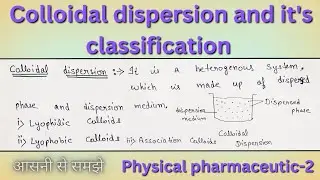 Colloidal dispersion and it's classification (lyophilic,lyophobic & association) ll b pharma 4th sem