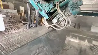 A look at our stone fabrication shop and cutting natural quartzite on our bridge saw