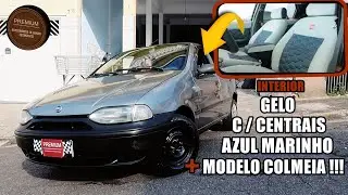 PALIO COM INTERIOR GELO + CENTRAIS AZUL MARINHO NO MODELO COLMEIA | PREMIUM REVESTIMENTOS