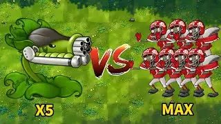 PVZ 1 Fusion Challenge! 5 Plants VS Full Screen MAX Football Zombies! Who Will Win?