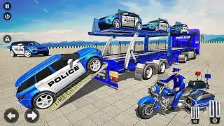 US Police Car Transporter Driving - Police Trailer Truck Simulator 3D - Android Gameplay