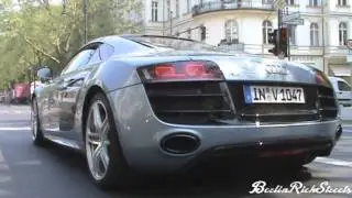 Light Blue Audi R8 V10 hits Limiter! Massive Revvings + Acceleration in Berlin! | 720p HD